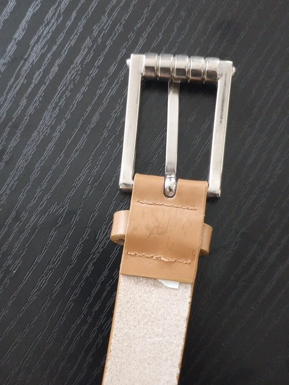 Liz Claiborne Tan Genuine & Vegan Leather Belt with Silvertone Buckle